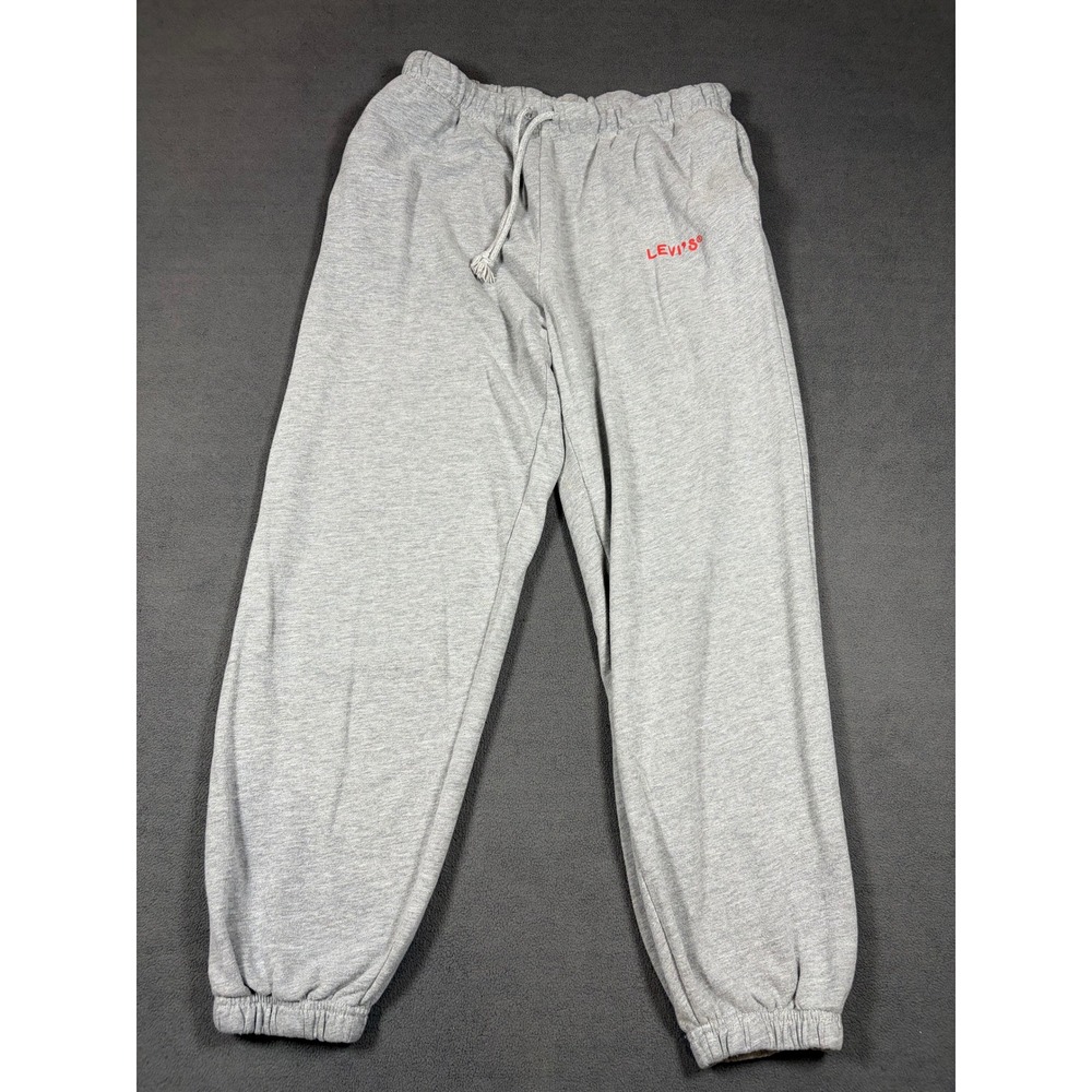 Levi's Sweatpants Mens Medium Gray Logo Drawstring Cuffed Joggers